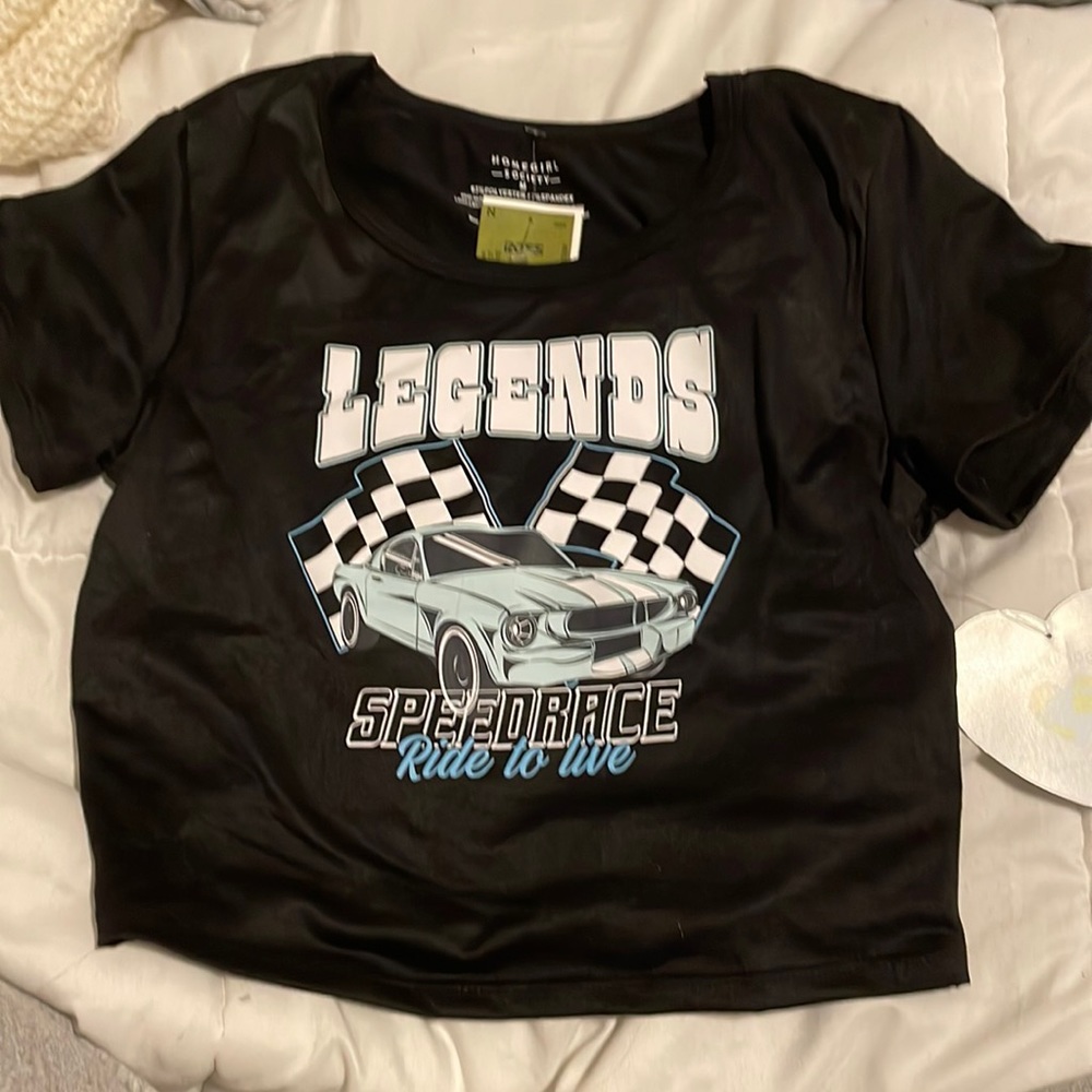 legends speed race ride to live crop top